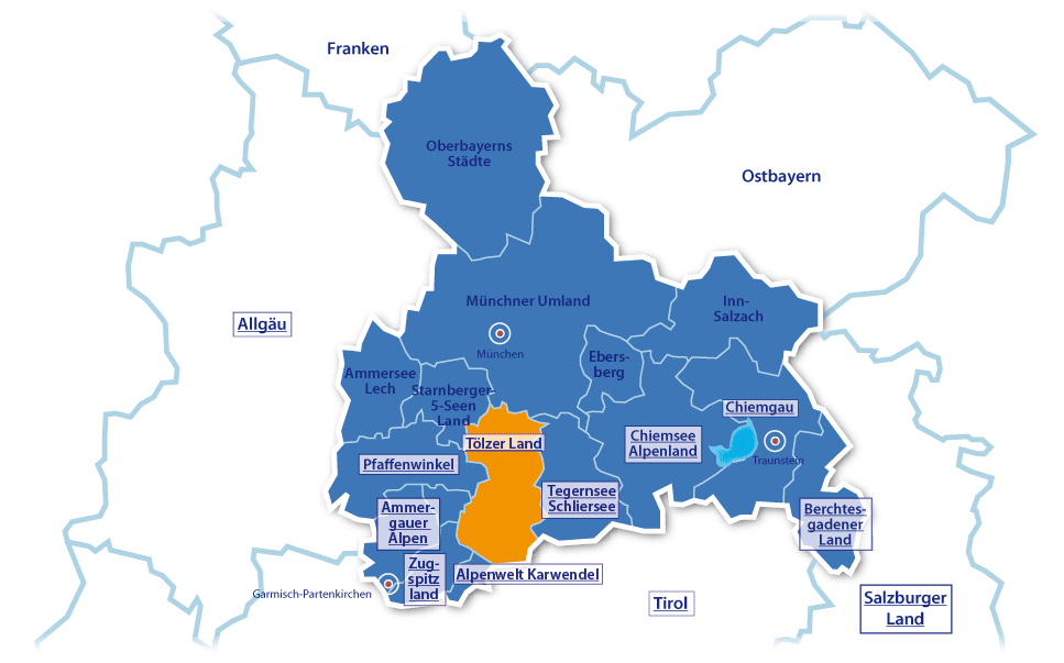 Alpenurlaub Urlaubsregion Tölzer Land, Oberbayern, Deutschland