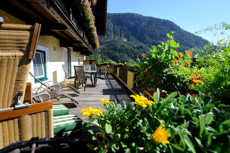 Enspannen auf der Sonnenterrasse im Schatten von Zitronen und Oleander