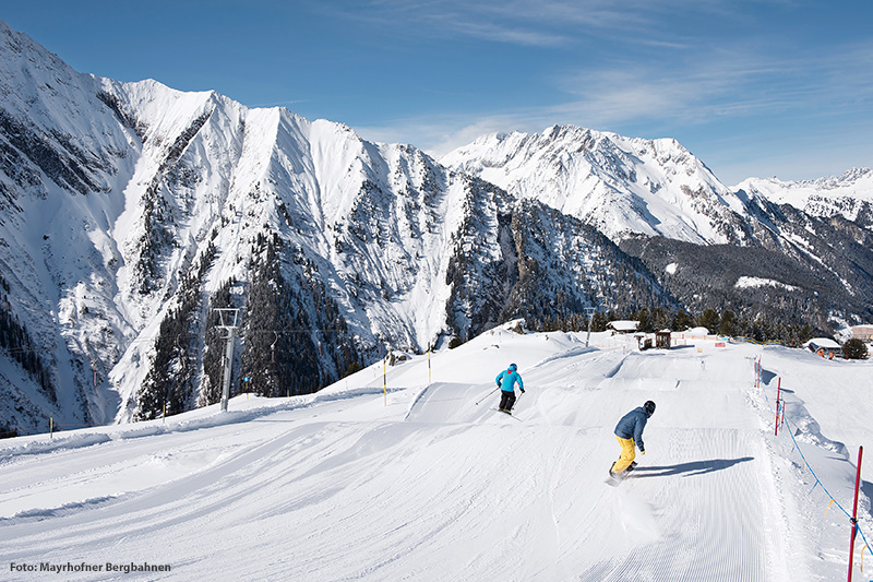 Der FunRide am Ahorn ist die perfekte Spielwiese für Skifahrer und Snowboarder