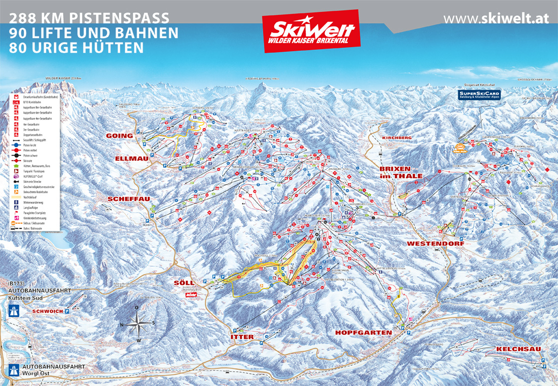 Pistenplan SkiWelt Wilder Kaiser – Brixental