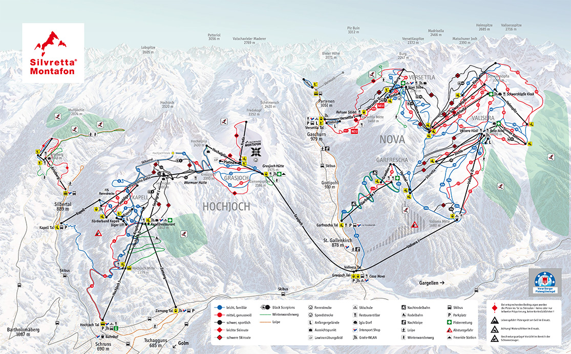 Pistenplan Silvretta Montafon