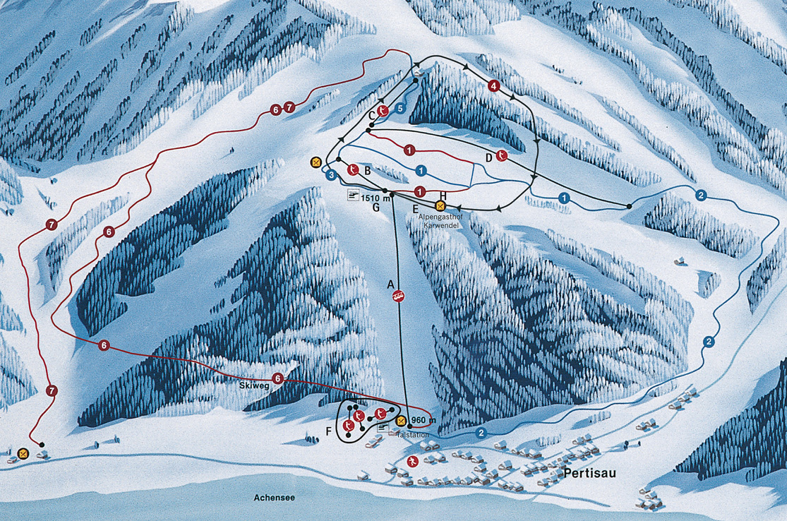 Pistenplan Pertisau - Karwendel - Bergbahn