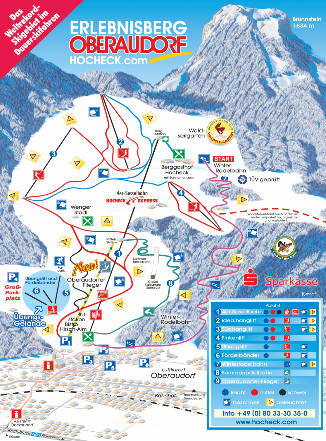 Pistenplan Skigebiet Oberaudorf - Hocheck