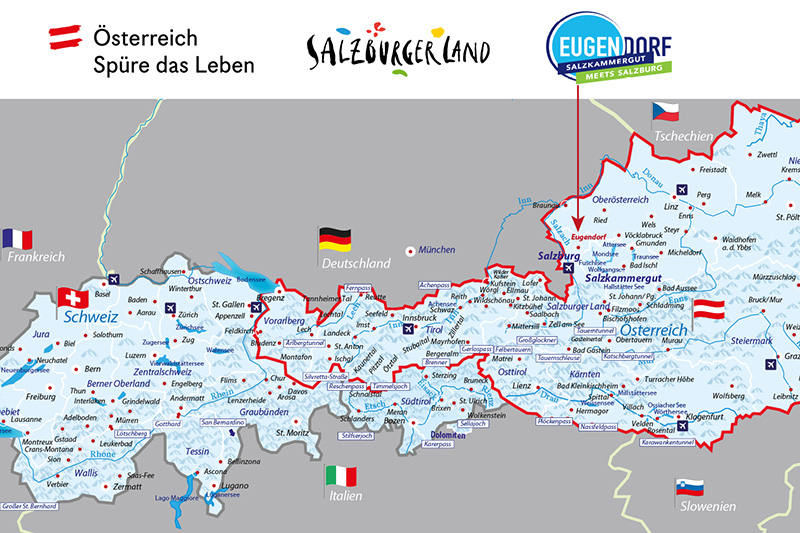 Diese Karte dient zur Orientierung - hier kannst Du sehen wo sich Eugendorf befindet