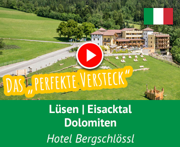 Mitten in der Natur, 1040 m über dem Alltag und mit sagenhaftem Blick auf den Peitlerkofel in den Dolomiten bist Du im 4-Sterne-Hotel Bergschlössl im Wanderdorf Lüsen genau richtig, wenn Du den ideale Rückzugsort in Südtirol suchst… von kuscheligen Schlafgemächern über königlichen Suiten, teilweise mit Whirlpool und Sauna, und mit viel heimischen Hölzern und Natursteinen ausgeschmückt, findest Du hier das Richtige für Dich. Mehr Info auf YouTube!