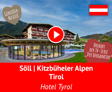 Die Urlaubswelt in den Kitzbüheler Alpen ist die Heimat des Bergdoktors in der gleichnamigen TV-Serie im ZDF. Es gibt keinen Platz, um die sprichwörtliche Gemütlichkeit Österreichs diese Tiroler Gegend besser kennen zu lernen als im Hotel Tyrol mit all seinen ausgezeichneten Annehmlichkeiten im Herzen von Söll. Mehr Info auf YouTube!