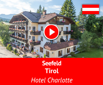 Dein Appart- und Wellnesshotel auf dem Hochplateau von Seefeld in Tirol heißt Charlotte!
Nur 10 Gehminuten vom gemütlichen Zentrum mit seiner herrlichen Fußgängerzone entfernt, hast Du im Hotel Charlotte einen Wellnessbereich vom Feinsten und genießt das Nordic Lifestyle ohne große Aufregung! Sogar geführte Lamawanderungen gibt’s hier. Mehr Info auf YouTube!