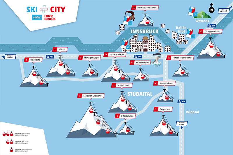 Der SKI plus CITY Pass Stubai Innsbruck verbindet naturnahes Skifeeling & alpin-urbanes Citylife