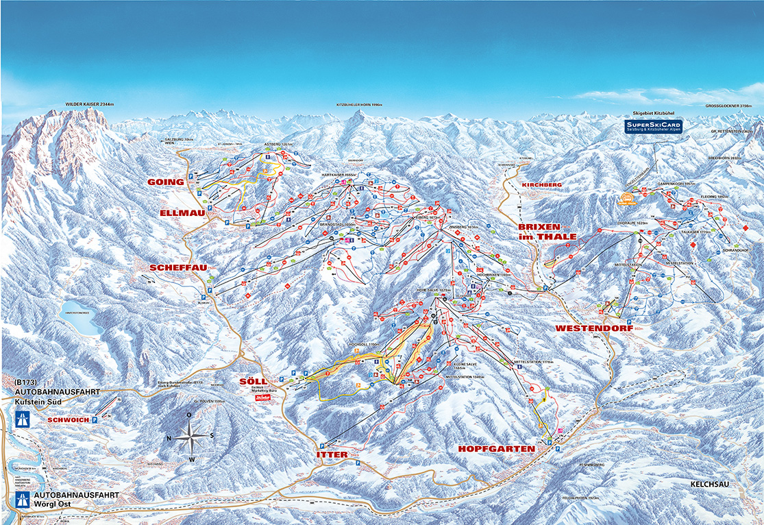 Pistenplan SkiWelt Wilder Kaiser – Brixental