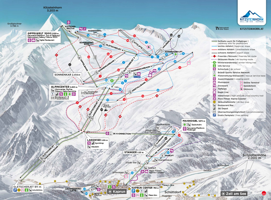 Pistenplan Kitzsteinhorn-Kaprun