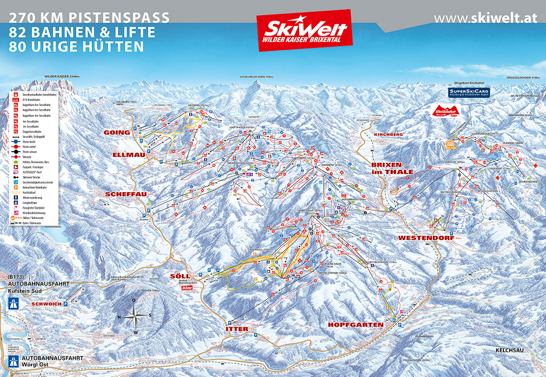 Pistenplan SkiWelt Wilder Kaiser – Brixental