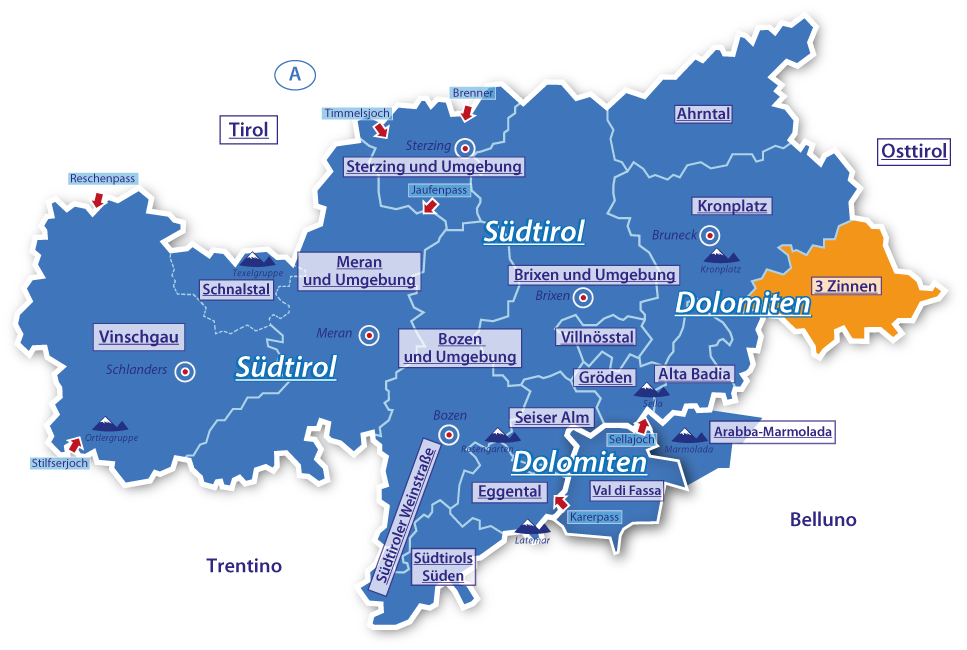 Alpenurlaub Urlaubsregion 3 Zinnen, Südtirol, Italien Alpenurlaub Urlaubsregion 3 Zinnen, Südtirol, Italien