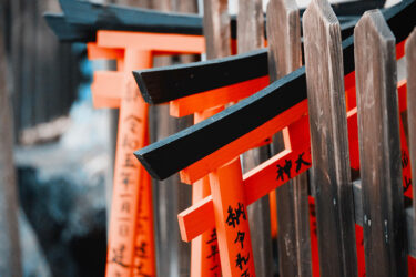 Die charakteristischen Torii-Tore sind ein zentrales Element der japanischen Schreinarchitektur