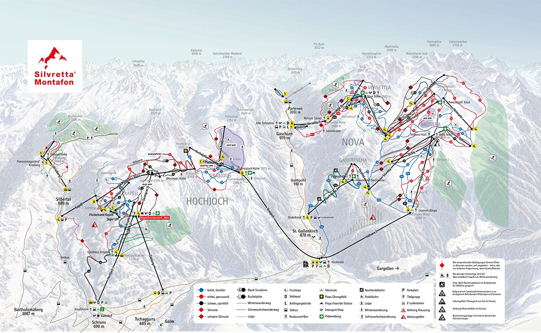Pistenplan Silvretta Montafon