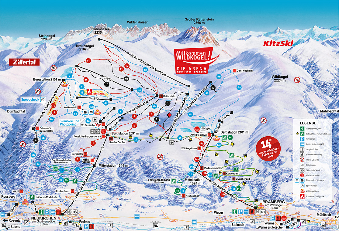 Pistenplan Wildkogel Arena