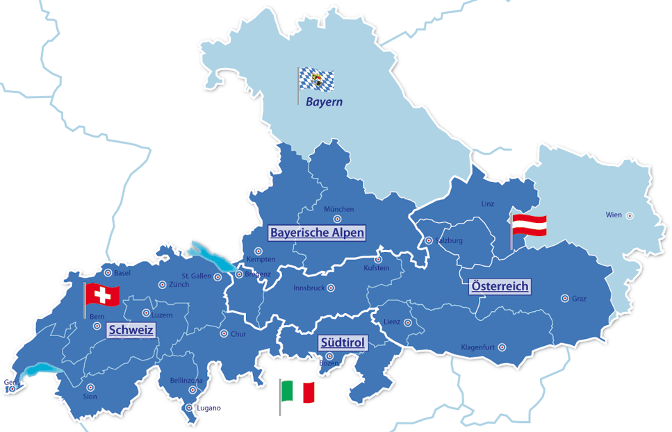 Urlaubsländer in den Alpen Urlaubsländer in den Alpen