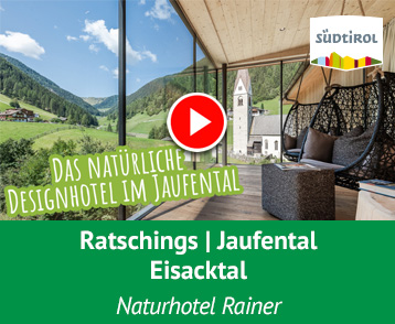 Das Naturhotel Rainer ist ein natürliches Designhotel in Ratschings und gehört zu Südtirols Top-10 Gourmetmanufakturen! Als eines unserer Lieblingshotels in Südtirol trägt es der Natur zuliebe das EU Öko-Label. Außerdem ist das Wanderhotel auch Mitglied bei den Vitalpina Hotels Südtirol. Ihr findet es nur 15 Minuten von Sterzing entfernt im Jaufental. Mehr Info auf YouTube!